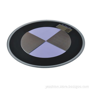 Round digital body fat analyzers, CE and RoHS, tempered glass platform, big LCD screen, 180kg